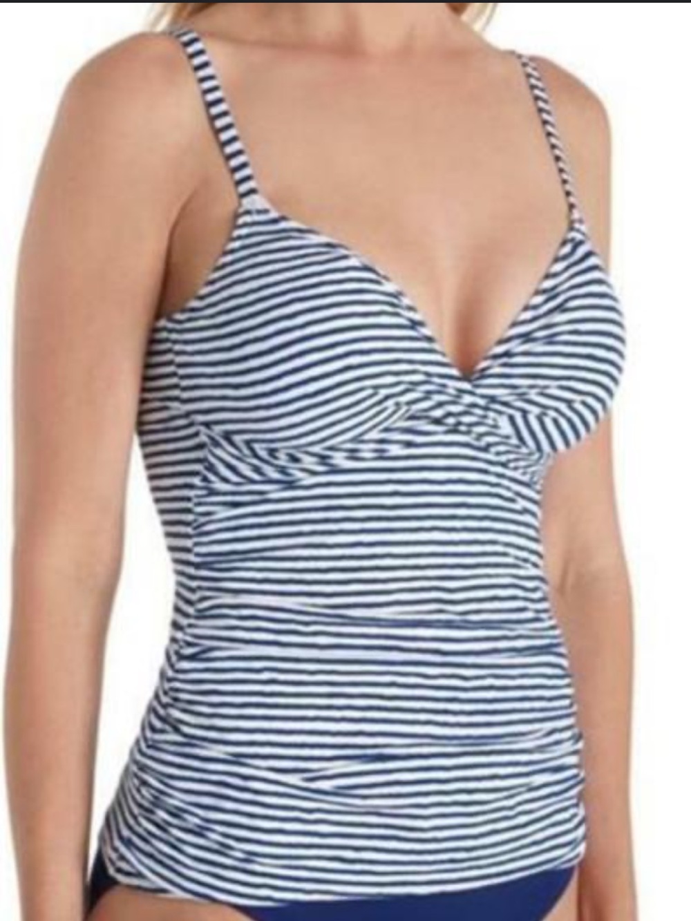 Lauren Ralph Lauren Navy and White Striped Swim Tankini